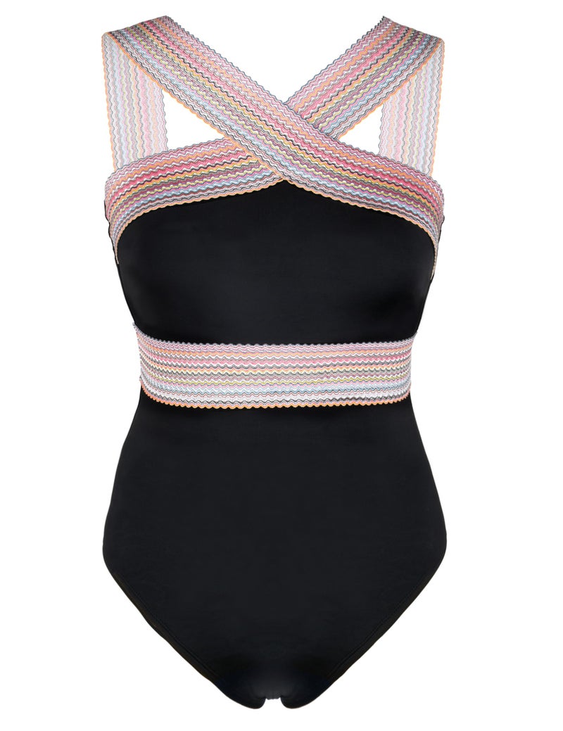 Hilor Modest Swimsuit for Curvy Women Flattering One Piece Bathing Suits Vintage Swimwear Pink Stripes XL/US14 - Image 2